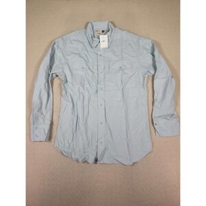 Pure Stuff Shirt Mens Small S Button Up Pearl Snap Collar Cotton Light Blue NWT